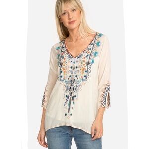 Johnny Was Embroidered Maya Blouse white